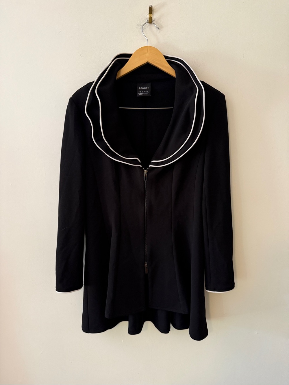 Cartise Black Jacket with White Piping Trim